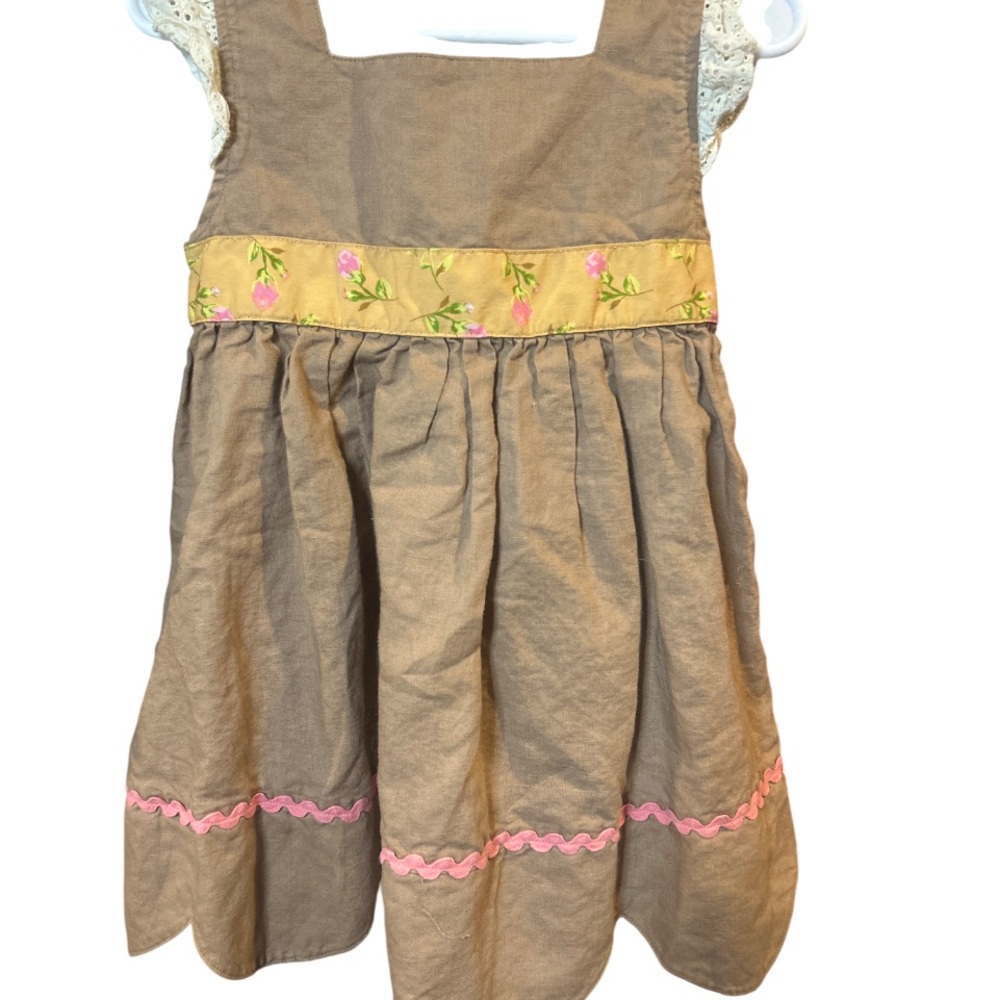 Matilda Jane Brown Dress with Yellow and Pink Accents